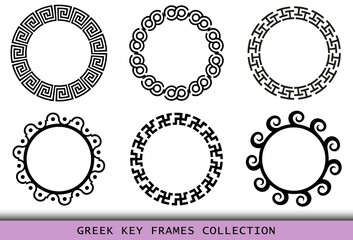 Ancient Greek black frames patterns, set of antique borders from Greece