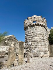 The outside view of the ancient stone castle. It is called Bodrum Castle in Turkish, Bodrum Muğla Turkey.
