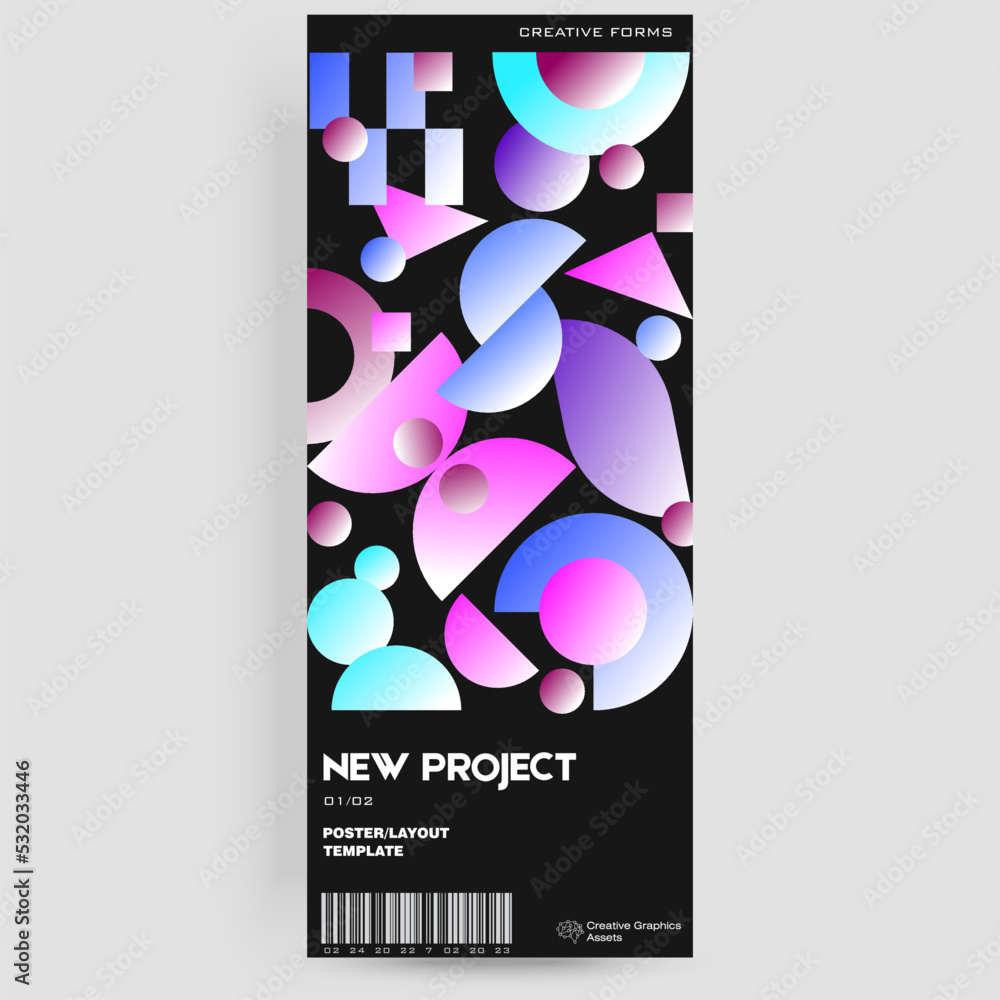 Poster abstract art geometrical poster design layout with editable text and graphics. modern geometry compo