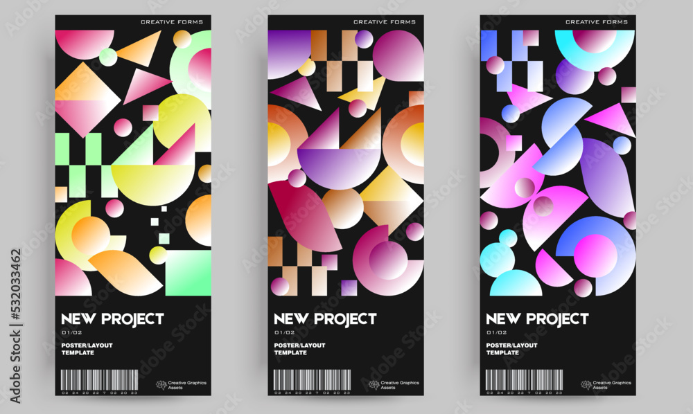 Poster abstract art geometrical poster design layout with editable text and graphics. modern geometry compo