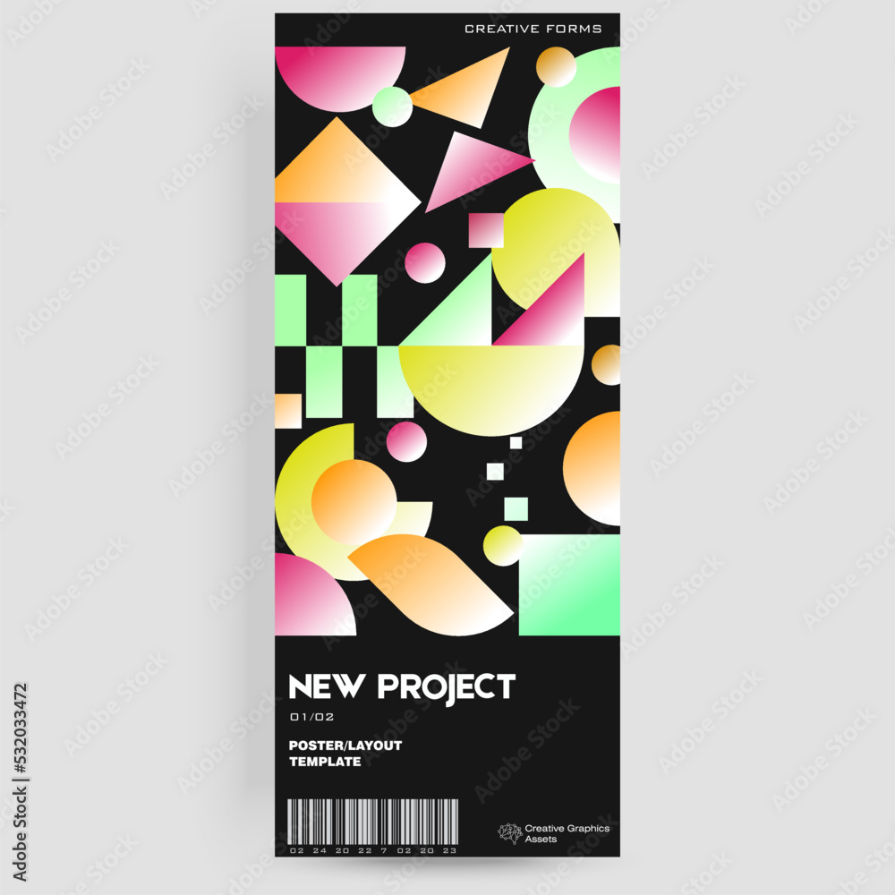Poster abstract art geometrical poster design layout with editable text and graphics. modern geometry compo