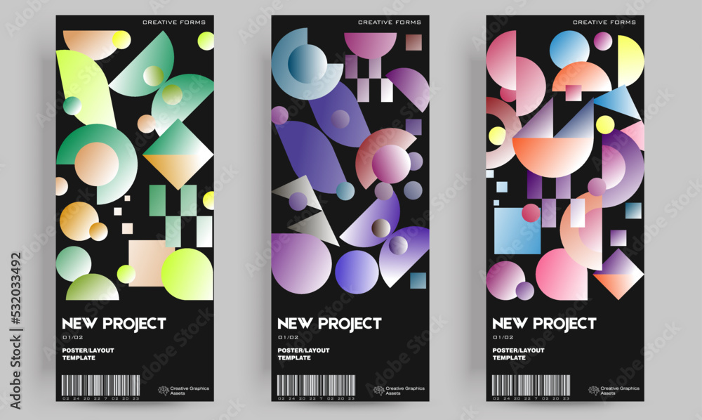 Poster abstract art geometrical poster design layout with editable text and graphics. modern geometry compo
