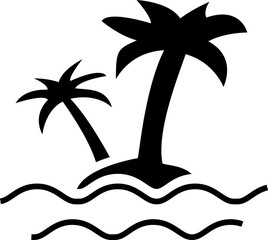 Isolated icon of an island with palms and water. Concept of holidays, vacations and swimming. 