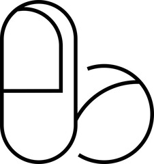 Isolated icon of a pill.  Concept of medicine, health and pharmaceutical industry. 