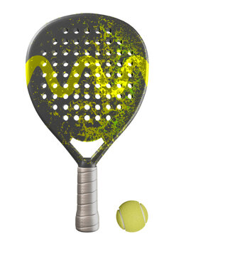 Padel racket and ball with transparent background