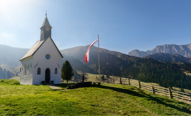 church in the dolomiti mountains