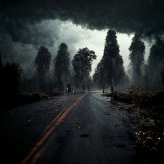 halloween dark road