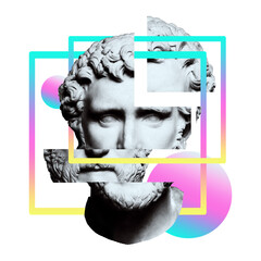 Constantine Urban T-shirt Design. Constantine Face Edit. Vaporwave Design Modern. Roman Emperor Design.
