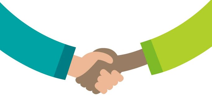 animation of white and black hands shaking hands