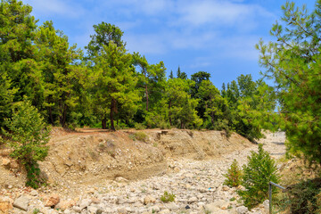 Dry river or dry stream. Drainage flow for precipitation and melting snow from the mountains to the sea. Background