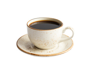 Cup of black coffee isolated on a transparent background. Hot coffee in a cup.