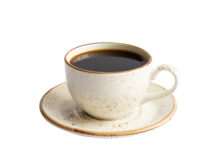 Cup of black coffee isolated on a transparent background. Hot coffee in a cup.