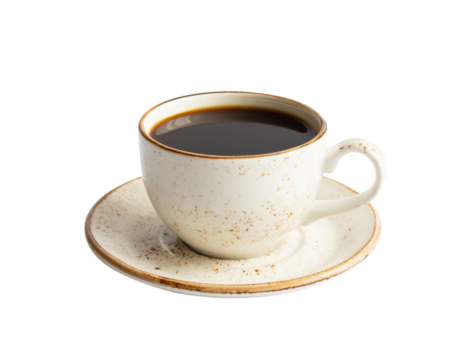 Cup of black coffee isolated on a transparent background. Hot coffee in a cup.