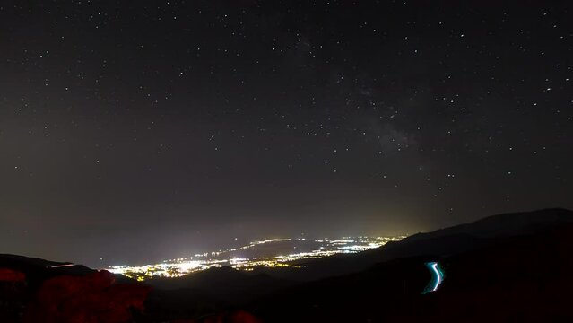 The milky way near Bastia over laguna of Biguglia time lapse