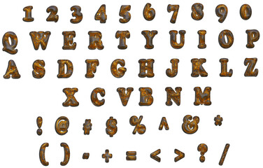 Word- design letters. Background pattern- weathered iron