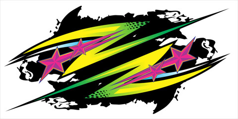 racing background vector design with patterns of stripes and bright colors. such as green, yellow and others