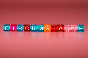 the word "circumstance" made up of cubes