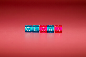 the word "cloak" made up of cubes