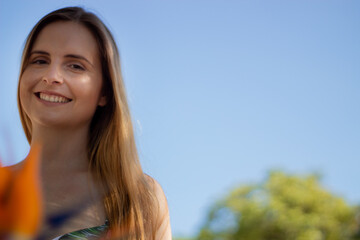 Beautiful smiling girl in a park