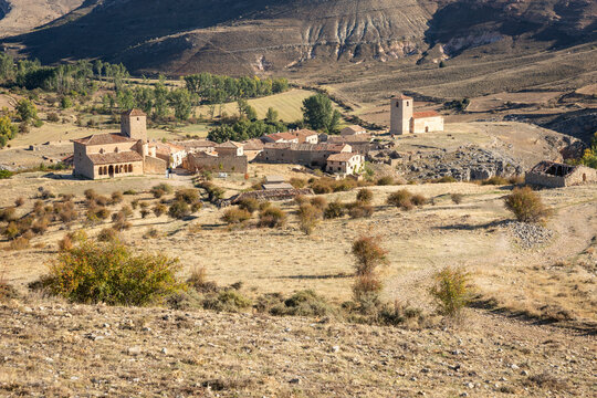 panoramic view of Caracena village, Tierras del Burgo, province of Soria, Castile and León, Spain