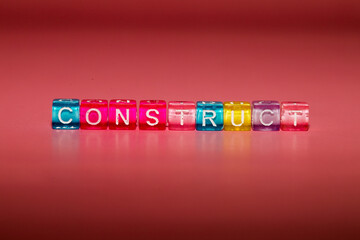 the word "construct" made up of cubes