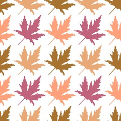 Autumn cartoon doodle seamless maple leaves pattern for wrapping paper and clothes print and kids