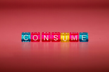 the word "consume" made up of cubes