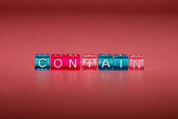 the word "contain" made up of cubes