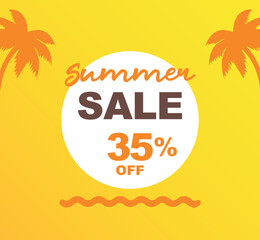 35% off discount for purchases. Vector illustration of promotion for summer sales