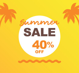 40% off discount for purchases. Vector illustration of promotion for summer sales