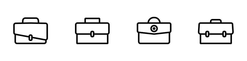 Conjunto de icono de maletín de negocios, estilo silueta negro. Concepto de accesorio para almacenar documentos o equipaje. Ilustración vectorial - obrazy, fototapety, plakaty