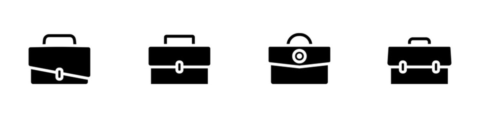 Conjunto de icono de maletín de negocios, de diferentes estilos. Concepto de accesorio para almacenar documentos o equipaje. Ilustración vectorial - obrazy, fototapety, plakaty
