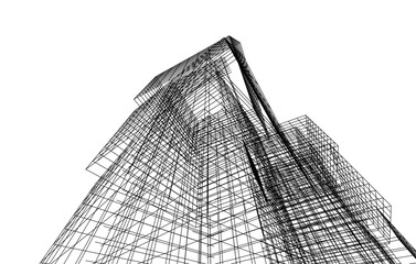 Abstract architecture vector 3d illustration
