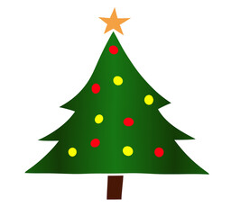 A green Christmas tree illustration with a gold star