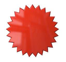 A 3D illustration of a red star label