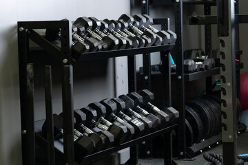 Dumbbell home wall gym blurry set storage strongman equipment, from fitness rag for black for...