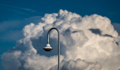 Outdoor Surveillance Camera in Clouds