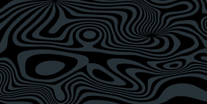 Abstract Background with Psychedelic Waves. Trendy Vector Illustration in Retro Style of 60s, 70s