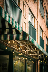 awning with retro string lights - New Bern, NC