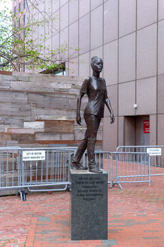 Statue Of Child With Bill Russell In Boston