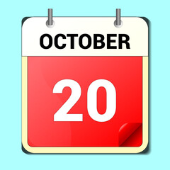 day on the calendar, vector image format, october 20