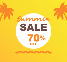 70% off discount for purchases. Vector illustration of promotion for summer sales