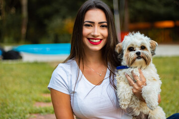 Beautiful brunette girl in a park