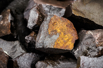 iron ore, rocks from which metallic iron can be obtained, iron extracted from magnetite, hematite...