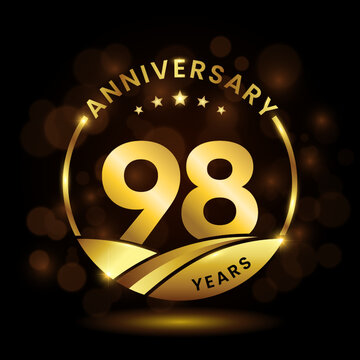98 years anniversary, Anniversary celebration logo design. vector template illustration