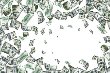 Us dollar bill. Washington American cash. Falling usd money background.