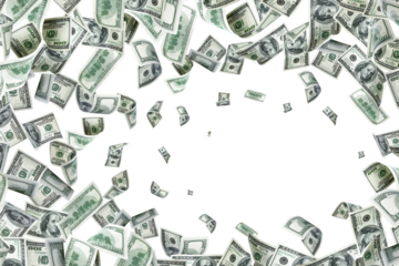 Us dollar bill. Washington American cash. Falling usd money background.