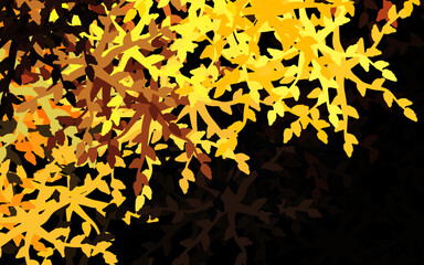 Dark Orange vector doodle template with flowers, leaves.