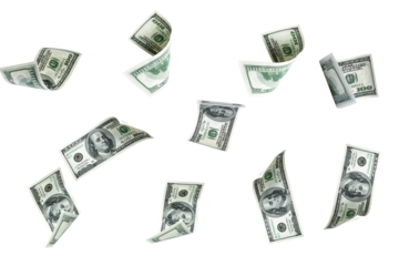 Us dollar. American money, falling cash. Flying hundred dollars background.