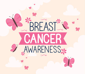 breast cancer lettering postcard